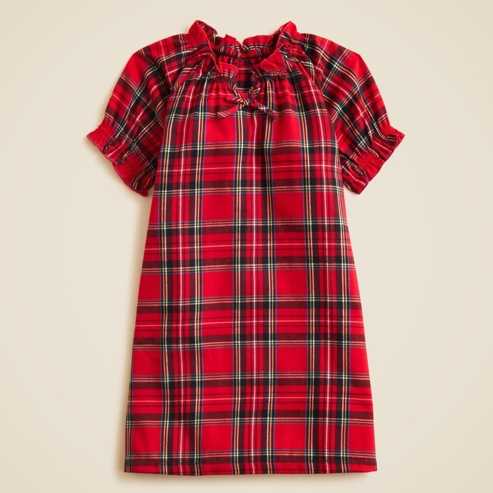 J crew red plaid Girls' flannel nightgown in plaid